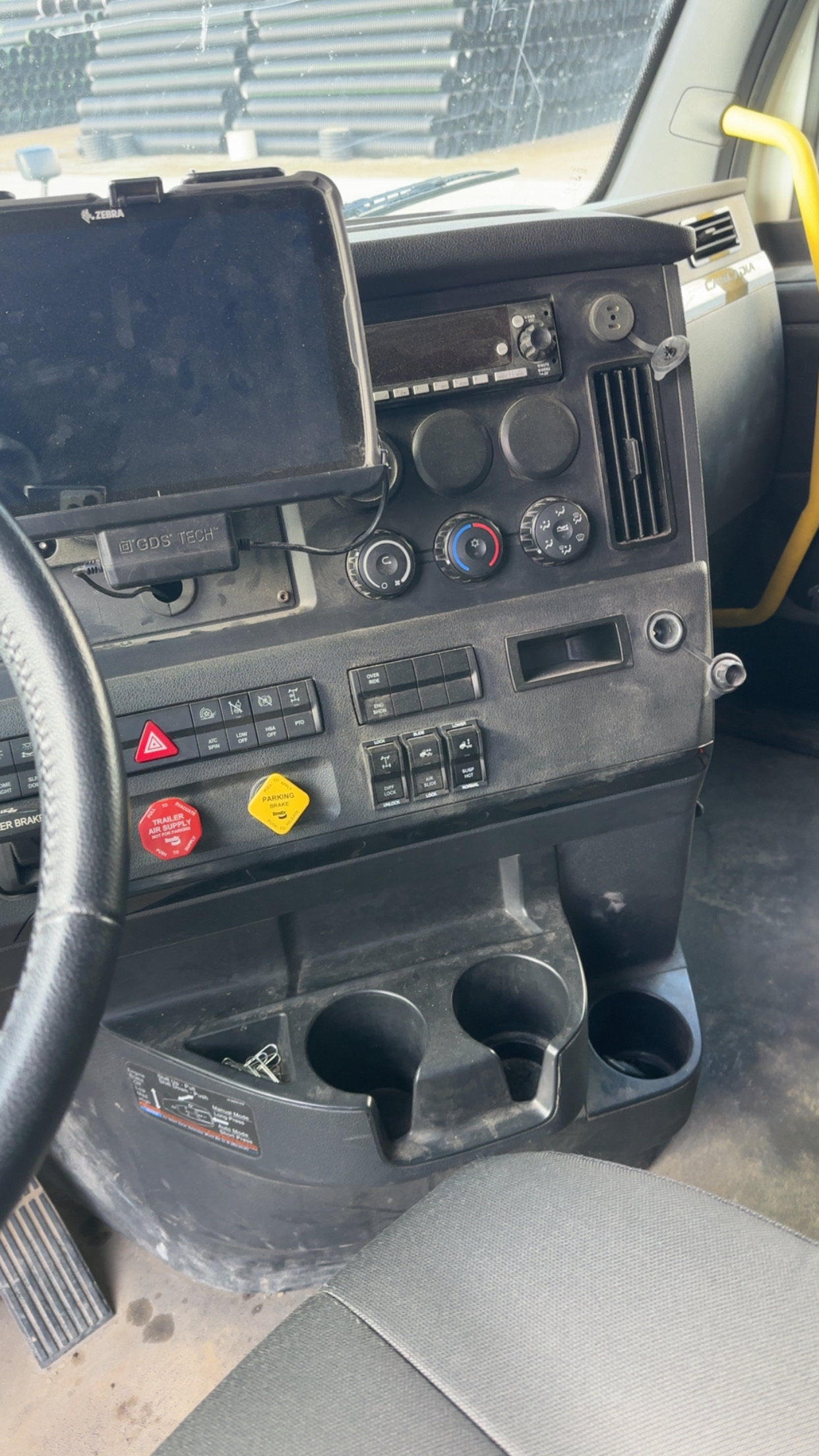 Dirty vehicle console before detail