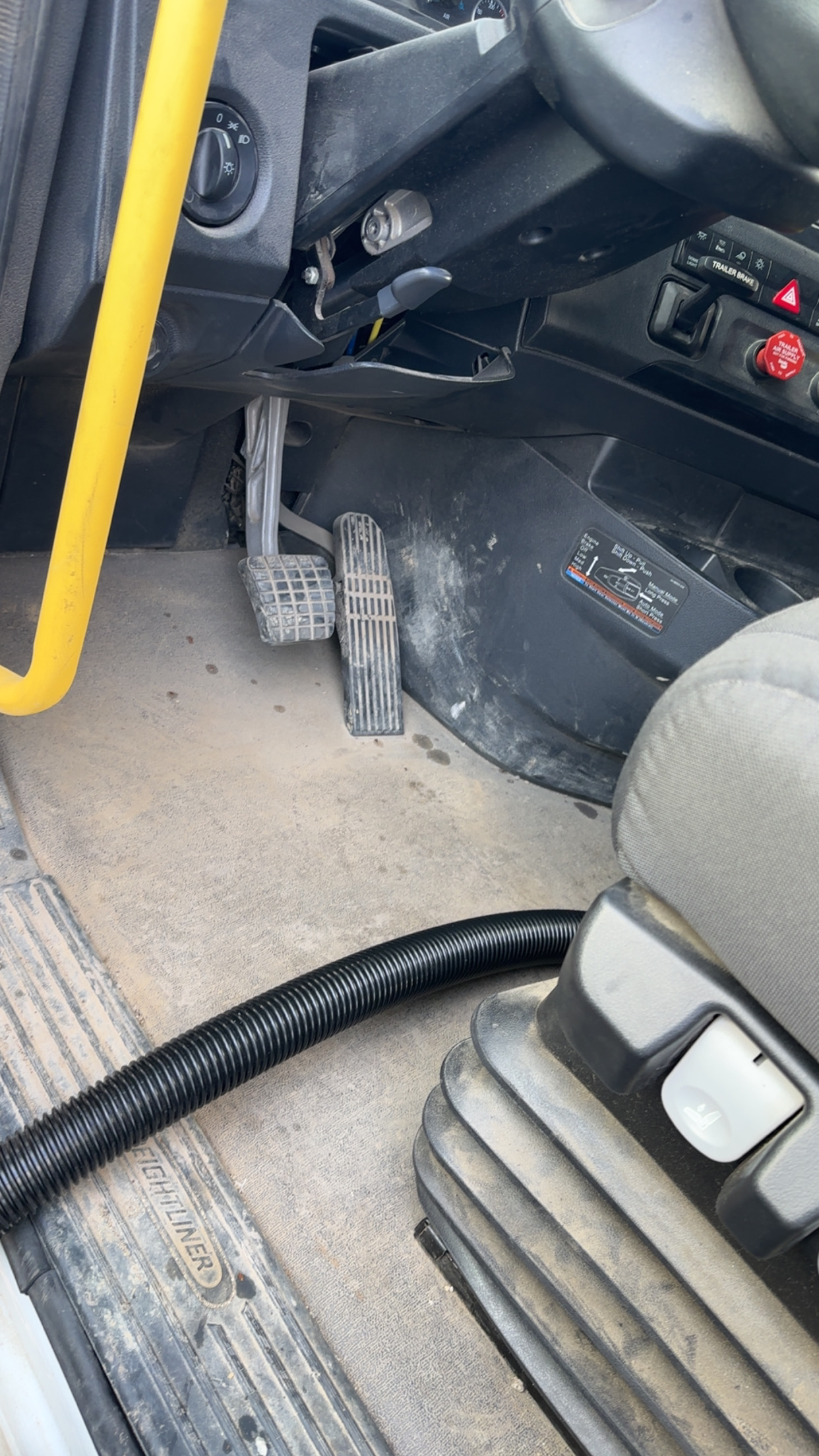 Dirty bus floor before detail